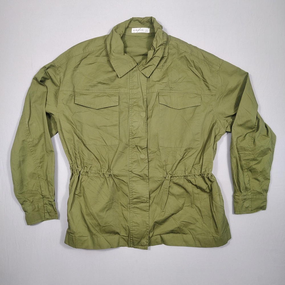 89th & Madison Jacket Womens XL Utility Cinched Waist Olive Green Solid